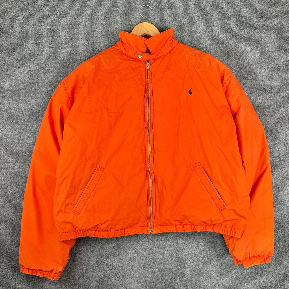 Vintage Polo Ralph Lauren Harrington Puffer Jacket Mens XL Orange Hi Tech Down